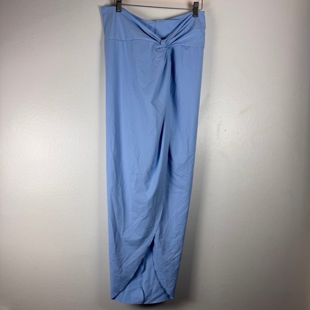 SKIMS Recycled Swim Sarong Skirt Iris Blue Twist Front SW-SKT-0016 NWT Large